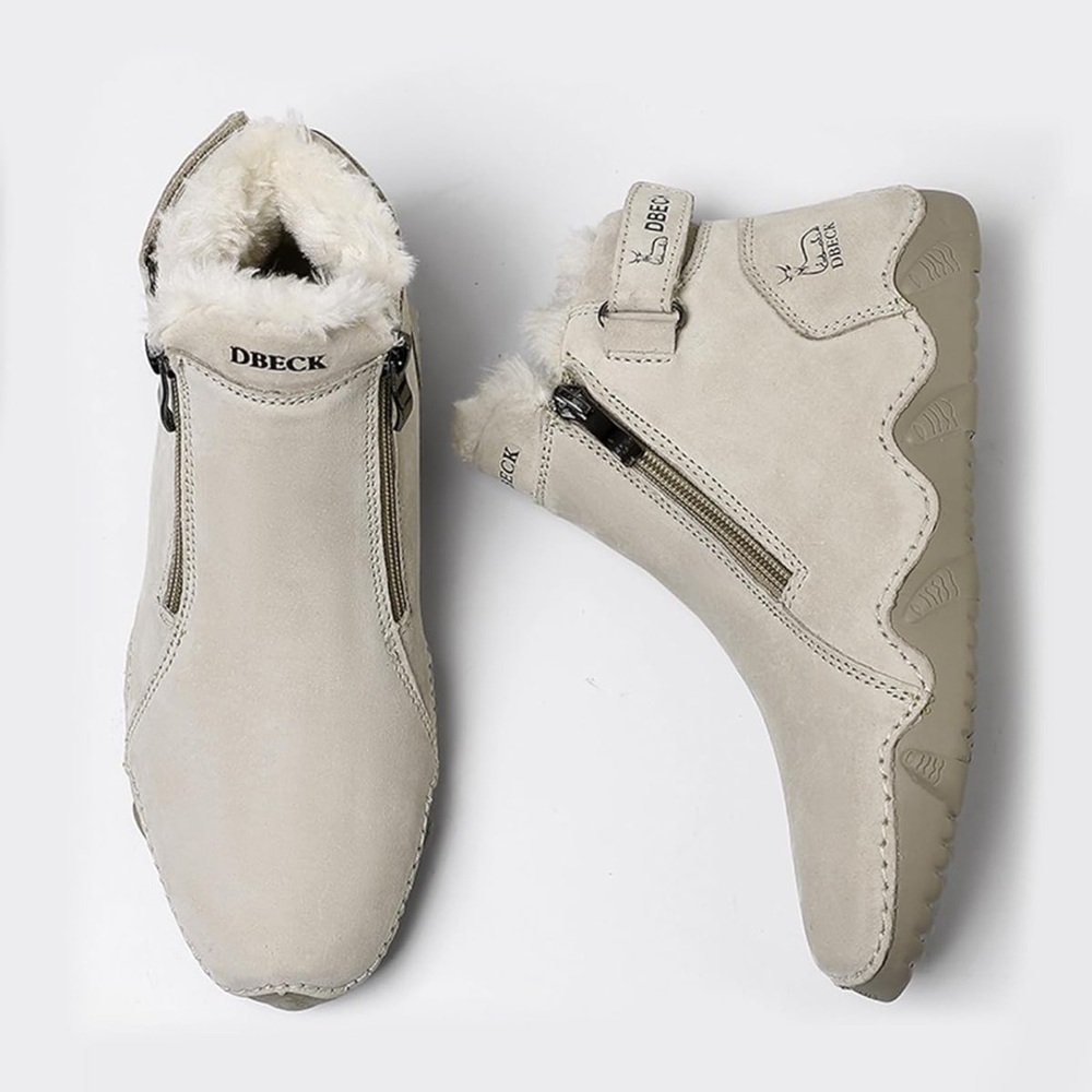DBECK NEW Beige Fur Lined Ankle Boots
